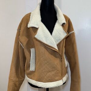 Women's Tan Sherpa-Lined Jacket